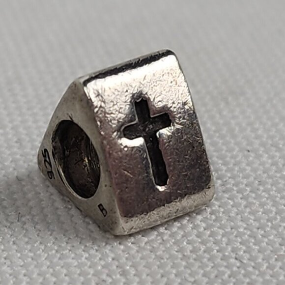 Pandora 925 Sterling Silver Love Cross Anchor Nautical Bracelet Charm - Picture 2 of 4